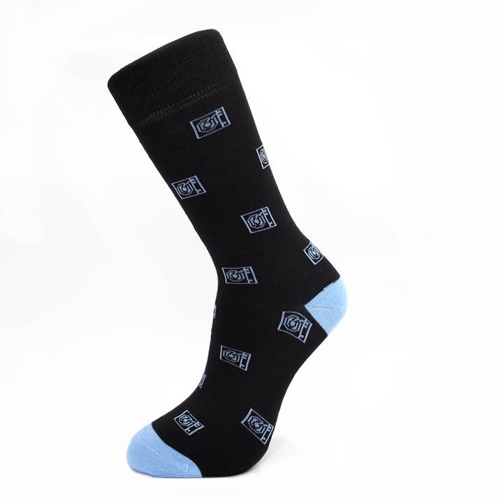 Record player black Bamboo socks for wholesale by Slopes&Town