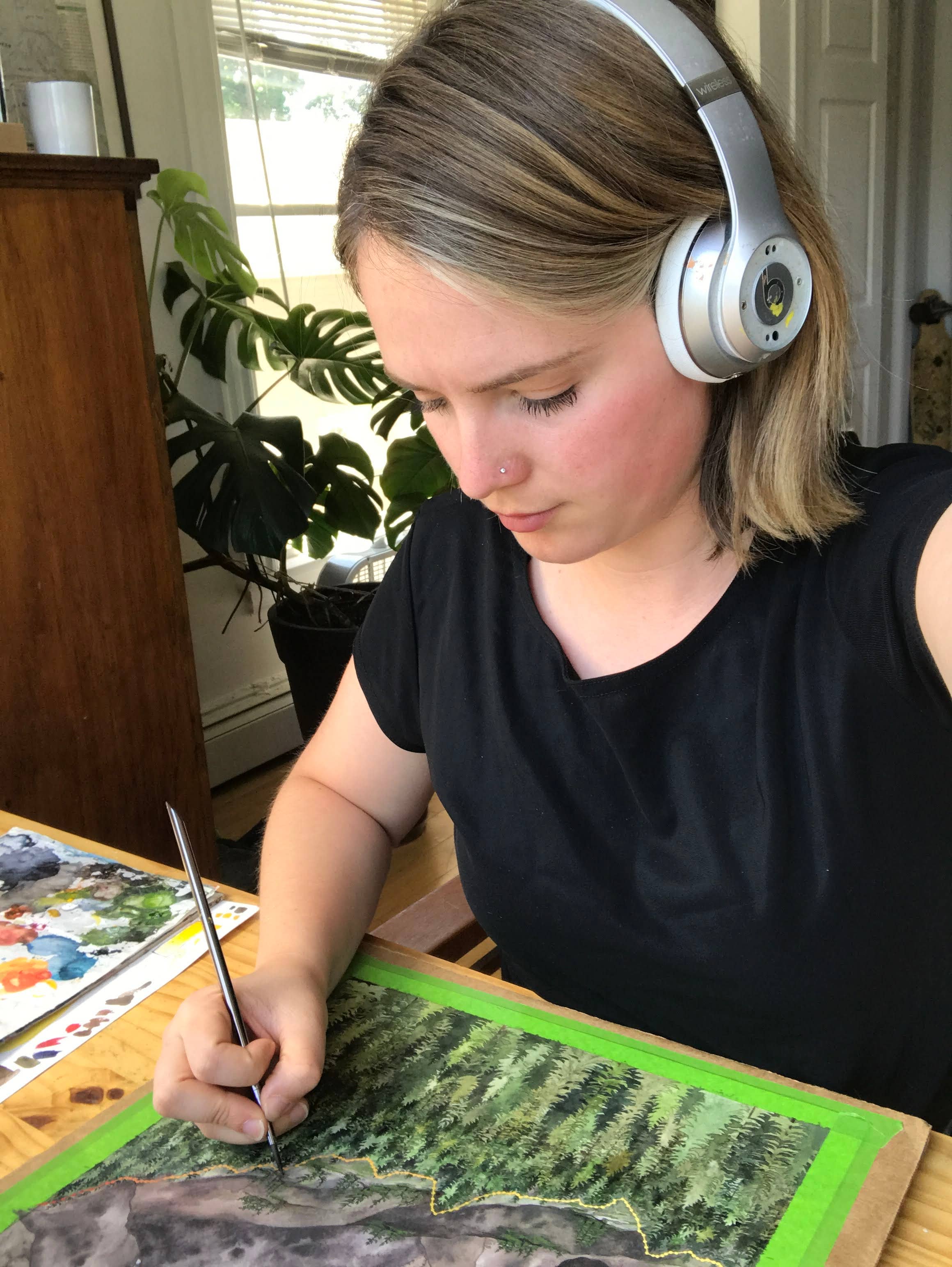 Jill Pelto Art - Wholesale Art Print - Mountains and Spruce Trees Art Print2