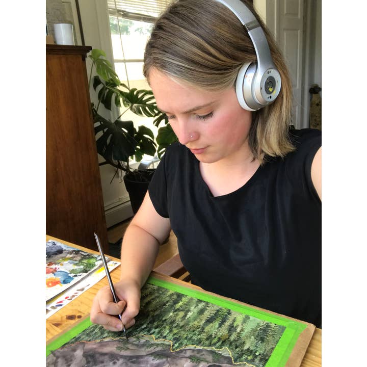 Jill Pelto Art - Wholesale Art Print - Mountains and Spruce Trees Art Print2