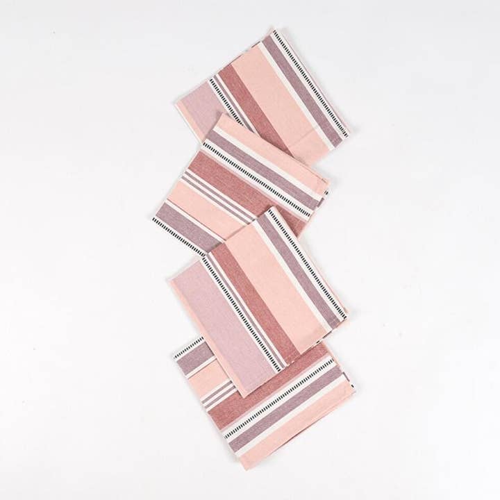 Salmon Striped Table Napkins (Set of 4) for wholesale by IndieRoots