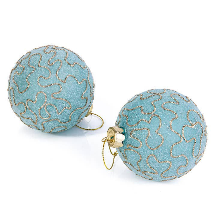 STP - Wholesale Ornament Set - Turquoise Glass Christmas Tree Ornaments Set of 2