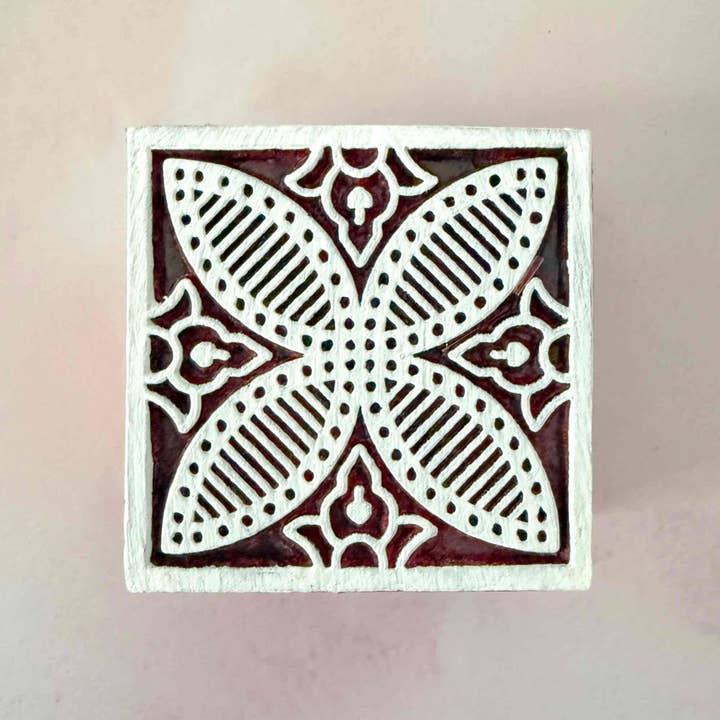 Alhambra - Indian Wood Block Stamp | Square Wooden Stamp for wholesale by The Natural Paper Company