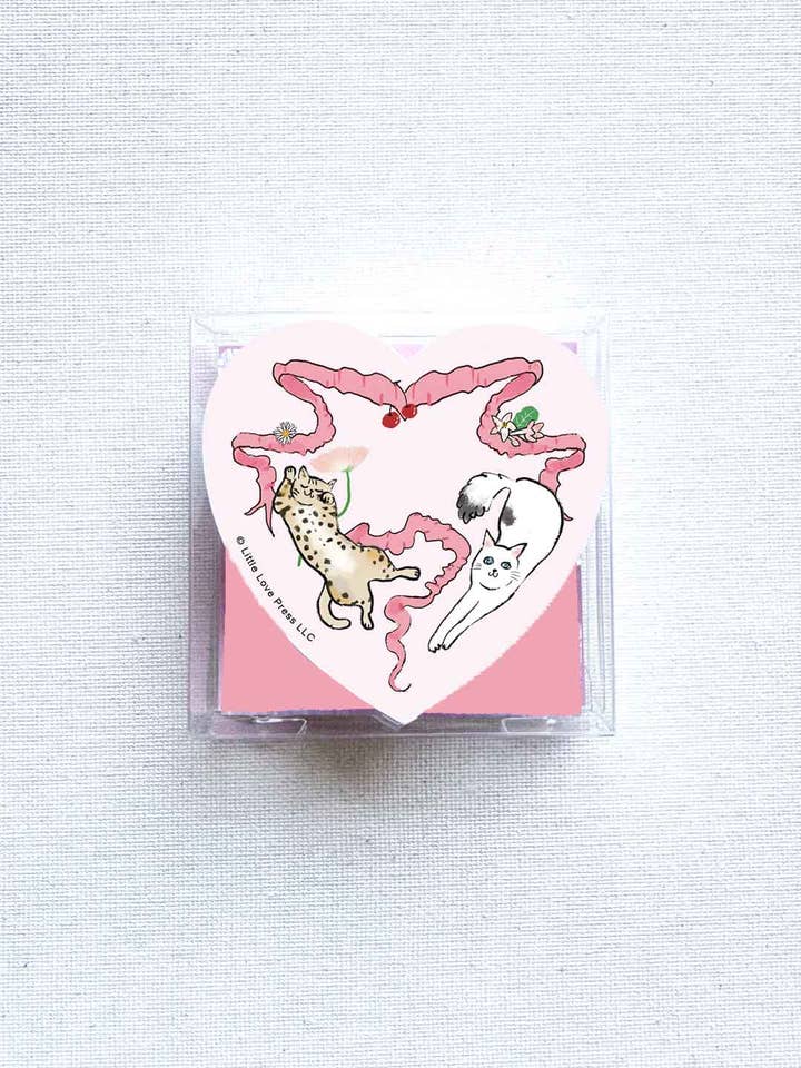 Juego de 50 Tarjetas Planas Mini Corazón Cherry on Top Cats para venta al por mayor de Little Love Press