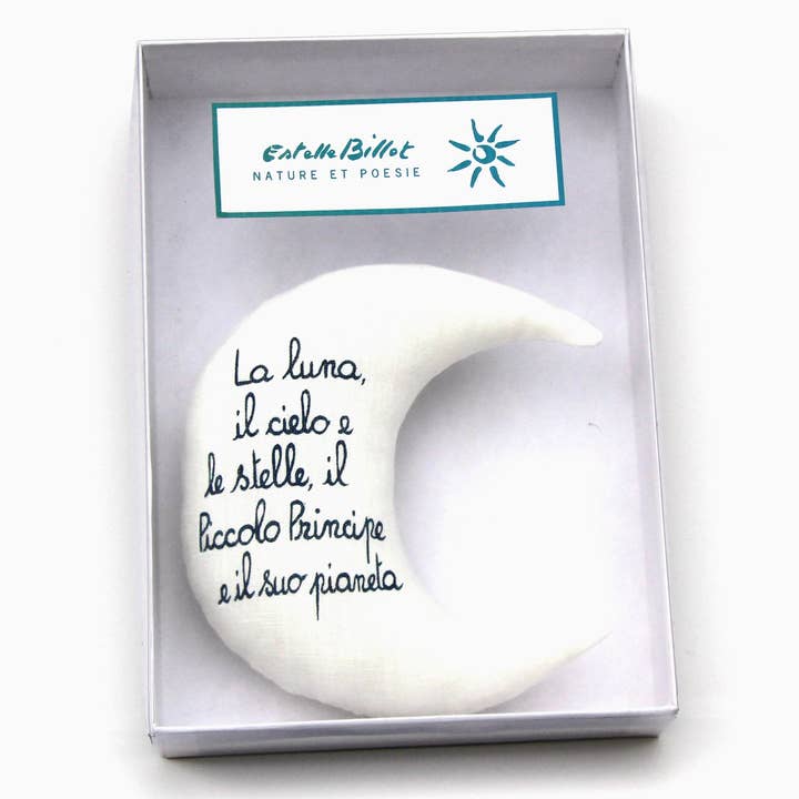 Estelle Billot - Wholesale Handheld Rattle - Baby - Newborn Gift. Baby girl. Baby boy. Baby Rattle Moon with French, English or Italian poem .Baby Shower. Moon rattle toy. Nursery planet decor2