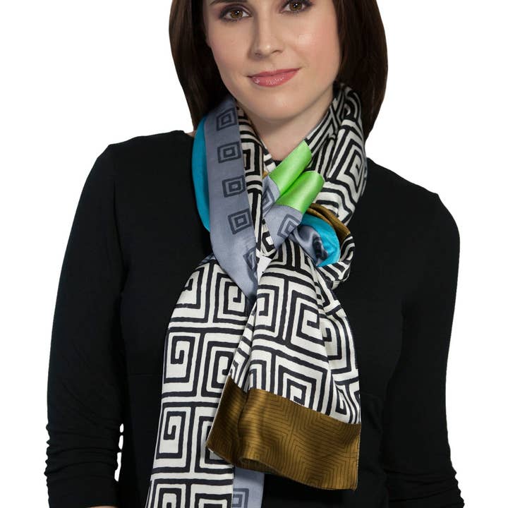 Silk Medley - Charcoal Olive Turquoise for wholesale by Harshita's Designs