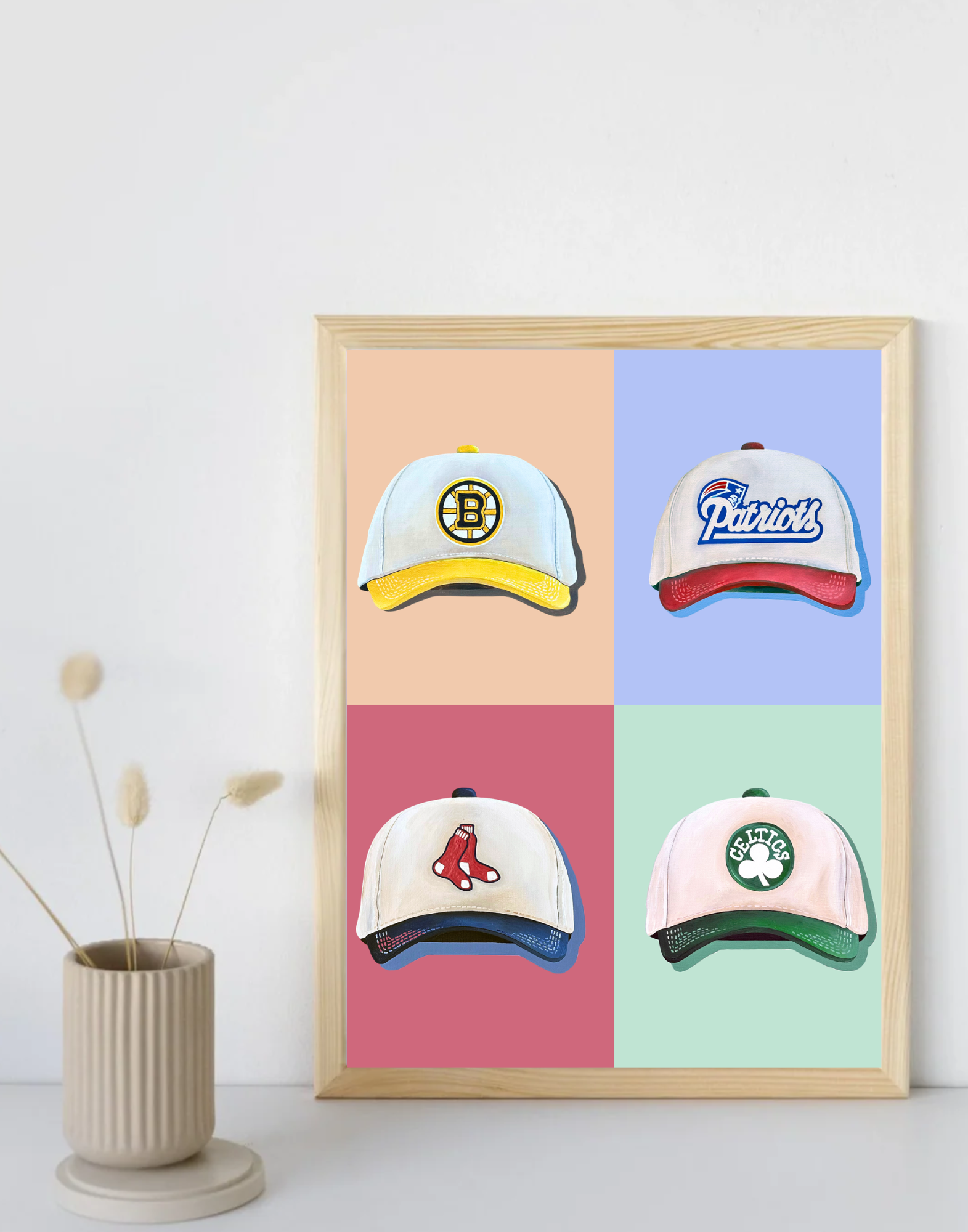 The Blank Canvas Company - Wholesale Art Print - Color Blocked Boston Sports Hat Print Series - Art Print0
