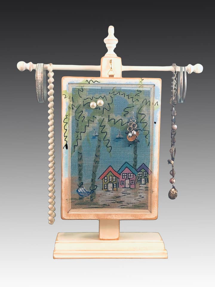 Porte-Boucle d'oreille classique - Beach Houses pour la vente par Earring Holder Gallery