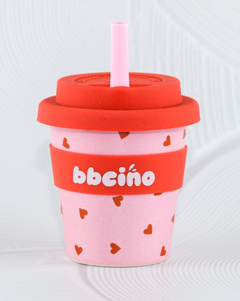 BBcino - Vente Verre/tasse – enfant et bébé - Tasse Babycino Sweetheart - 120 ml (PAILLE INCLUSE)1