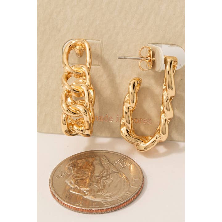 G Solid Link Oval Chain Hoop Earrings for wholesale on Faire1