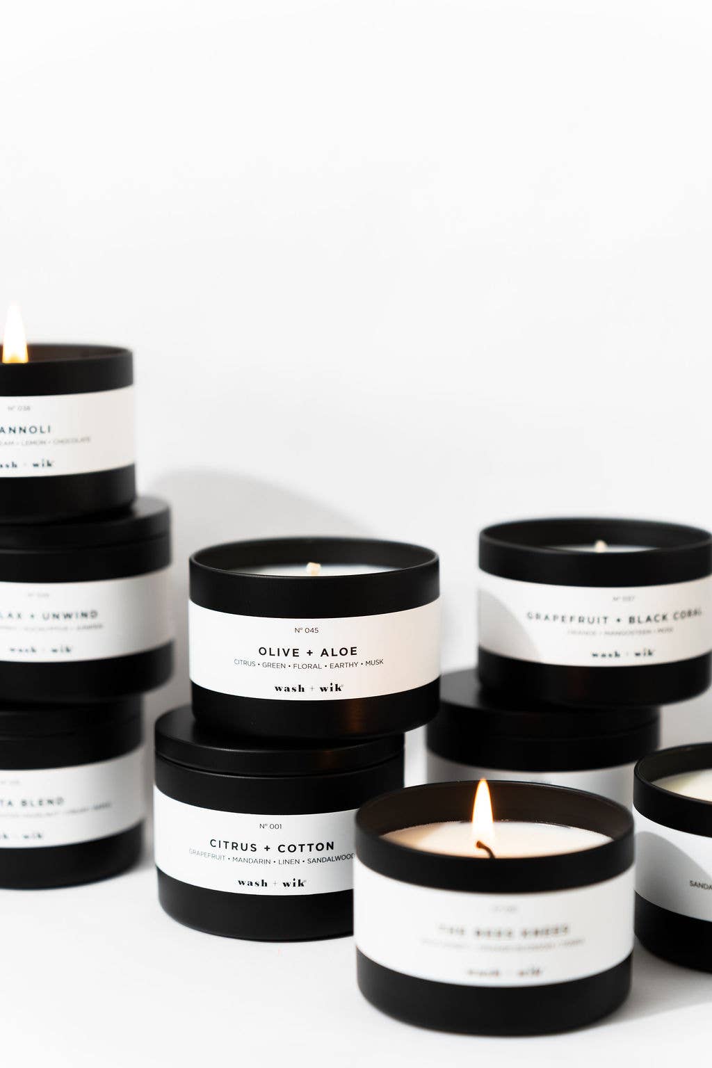 Wash and Wik - Wholesale Travel Candles - The Gentleman - 8oz Black Tins - 1 Wick Soy Wax Candle5