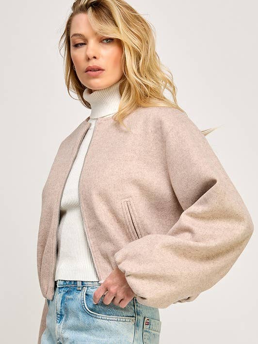 Miss Love - Wholesale Bomber Jacket - Women's - SOFT POCKETED BUBBLE BOMBER JACKET