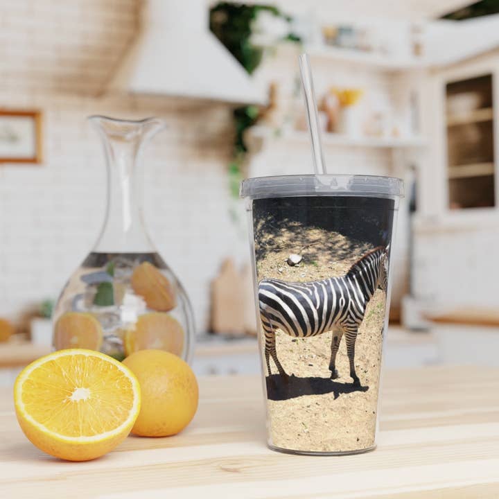 Transparente Vaso de plástico Zebra con pajita de venta al por mayor en Faire