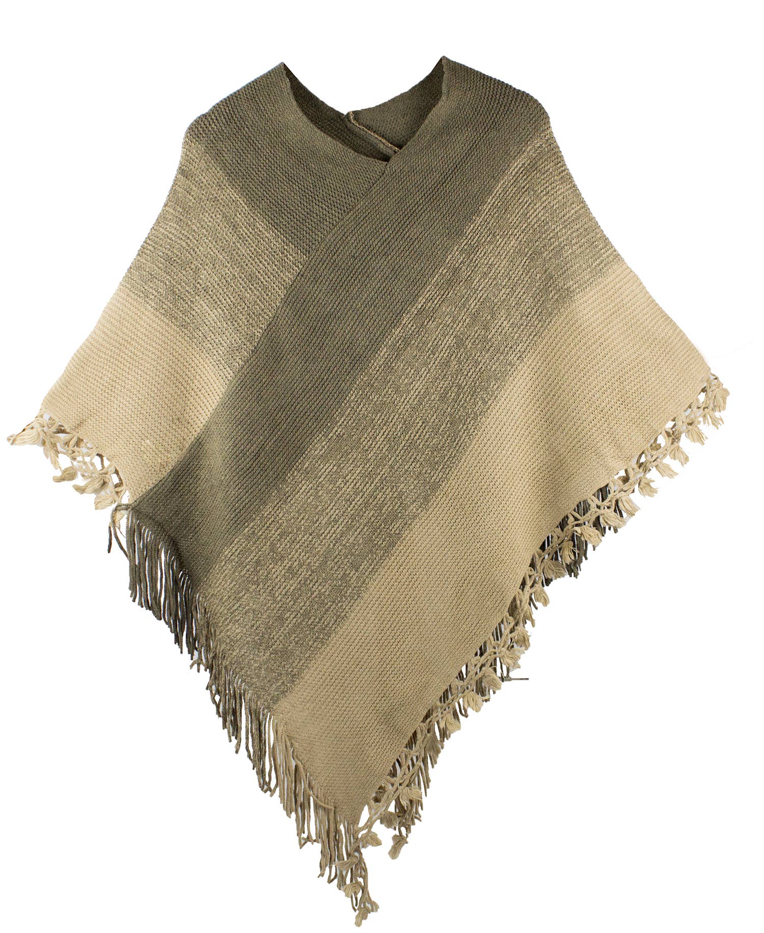 Fennco Styles - Venta al por mayor Poncho - Mujer - Suéter Poncho de Bloques de Color con Flecos17