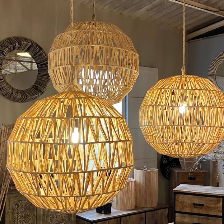 HandHappiness - Wholesale Lamp Shade - LAMPSHADE MOROCCAN HANDMADE in Rattan-Natural