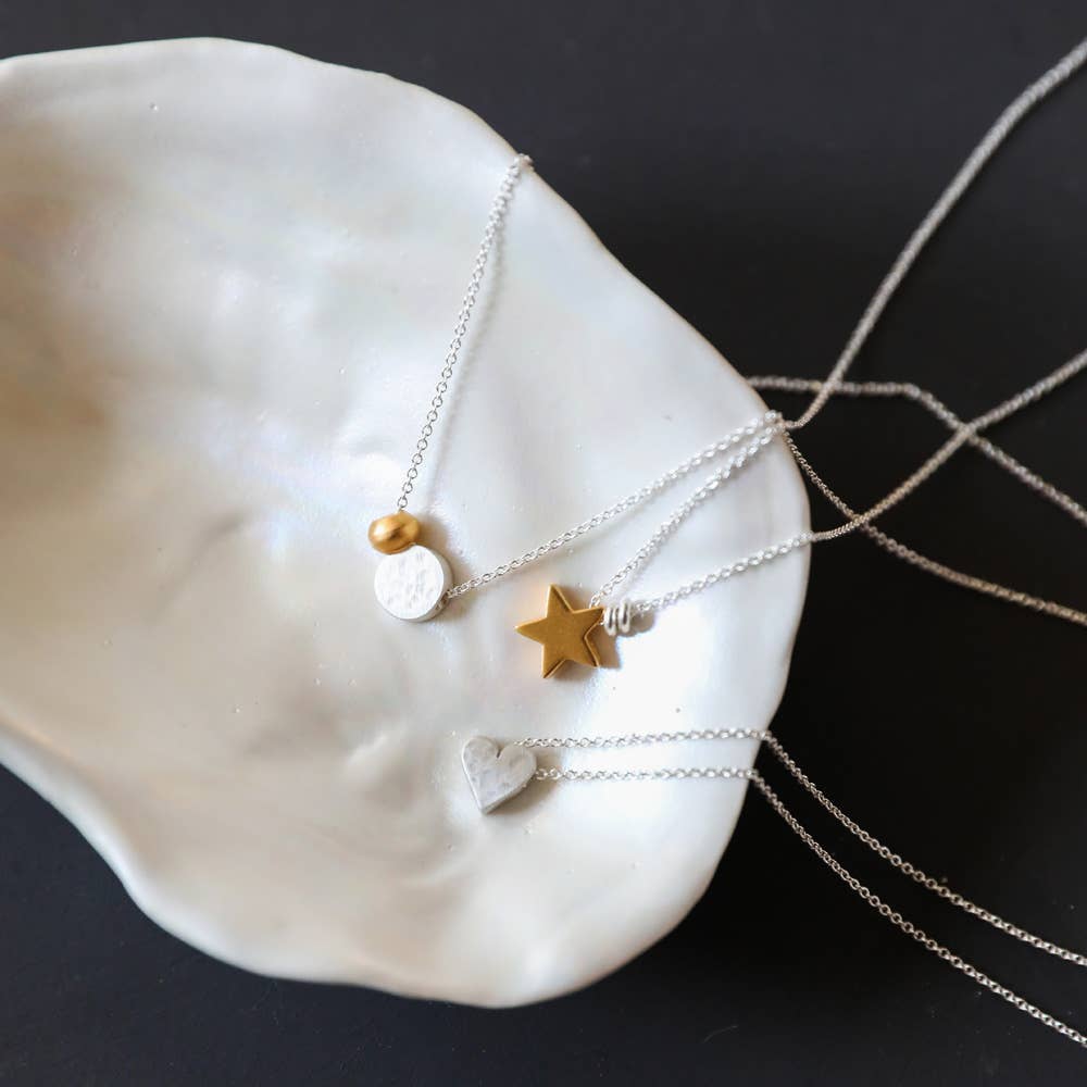 Freshie & Zero - Wholesale Pendant/Charm Necklace - Tiny Mighty Silver Heart Necklace - gold fill chain4