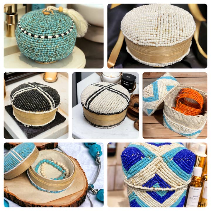 Bamboo-Beaded Decorative Storage Box –Jewelry/Gift/Favor Box for wholesale by Handicraft Heaven