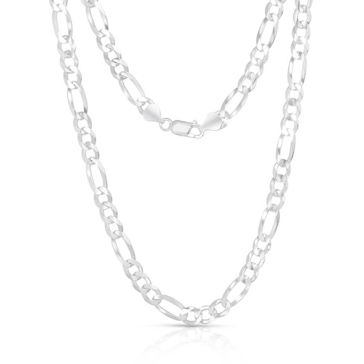 Authentic Solid Sterling Silver 6.5MM Figaro Link Chain for wholesale by NYC Sterling