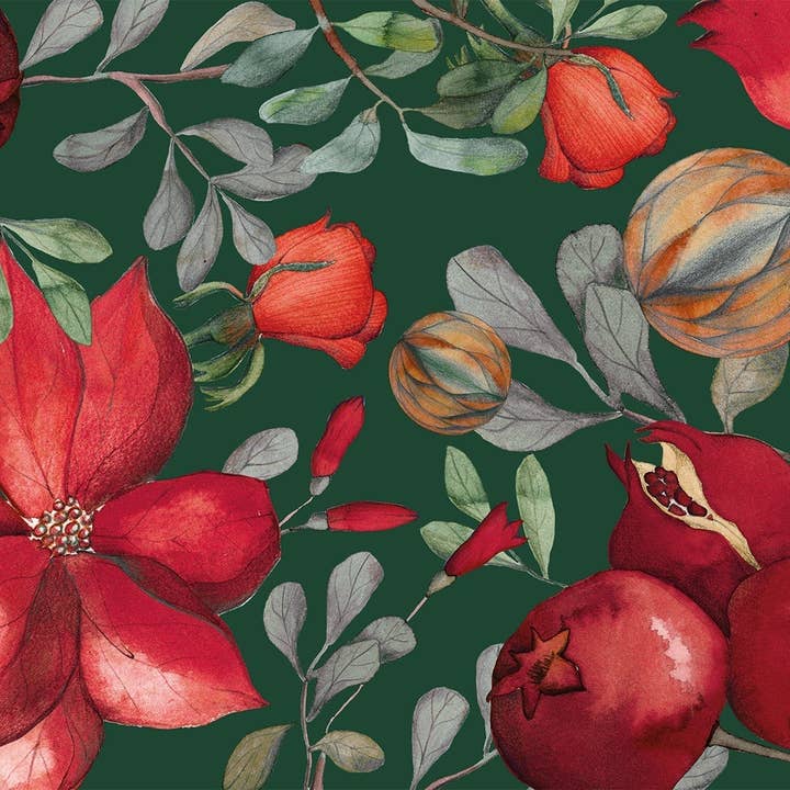 The Napking - Wholesale Table Runner - Cotton Satin Runner "Grenade" Green Variant 100% Made in Italy