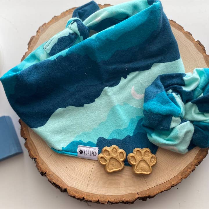 Havasu Falls Bandana | Moon and Mountain Flannel Tie On Bandana for Dogs for wholesale by kcpupco