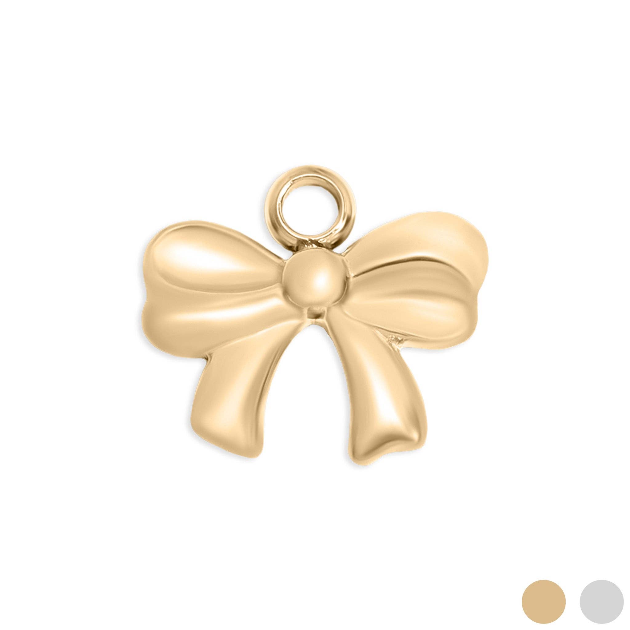 WJW - Wholesale Individual Charm/Pendant - 18K Gold PVD Stainless Steel Ribbon Bow Charm