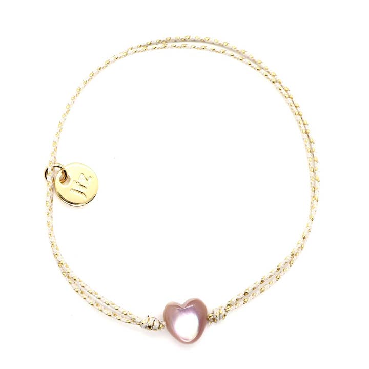 Céleste COEUR rosa pärlemorarmband för wholesale av Le Petit Lien de Paris