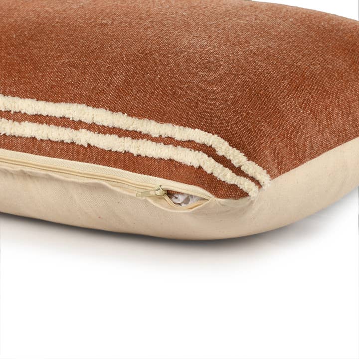 LR Home - Wholesale Lumbar Pillow - Soft Striped Cinnamon Lumbar Throw Pillow