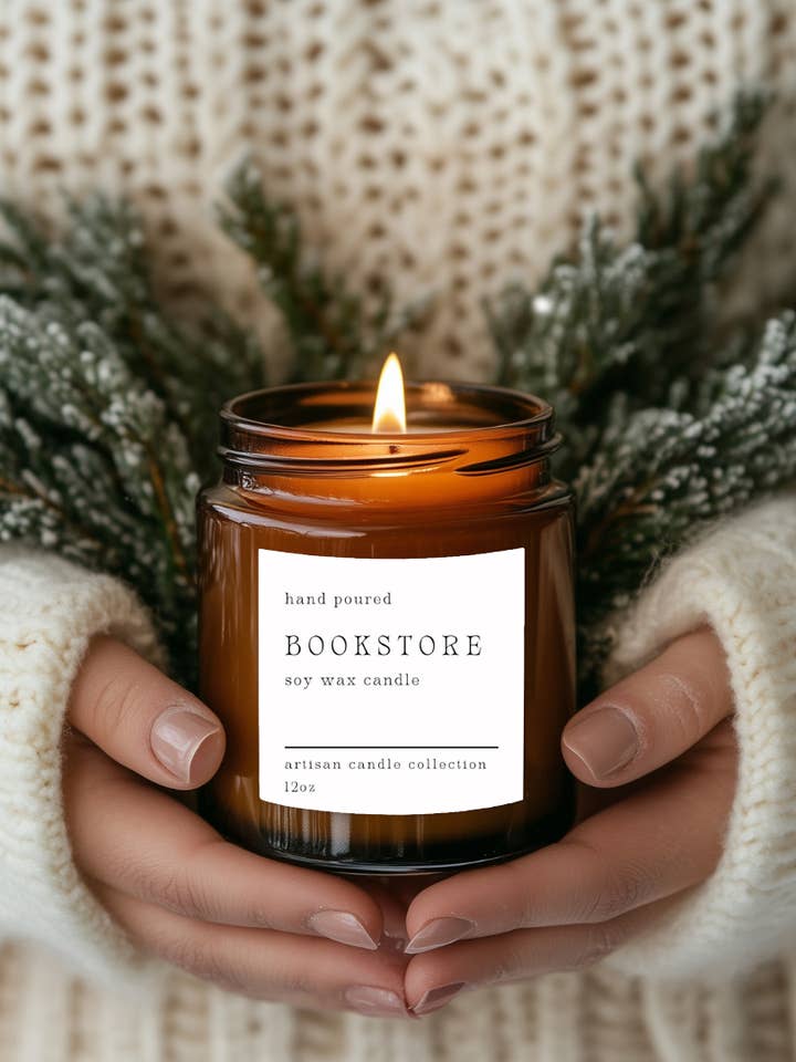 Bookstore Candle | Natural Soy | Wood Wick for wholesale by Willow & Wick Candles