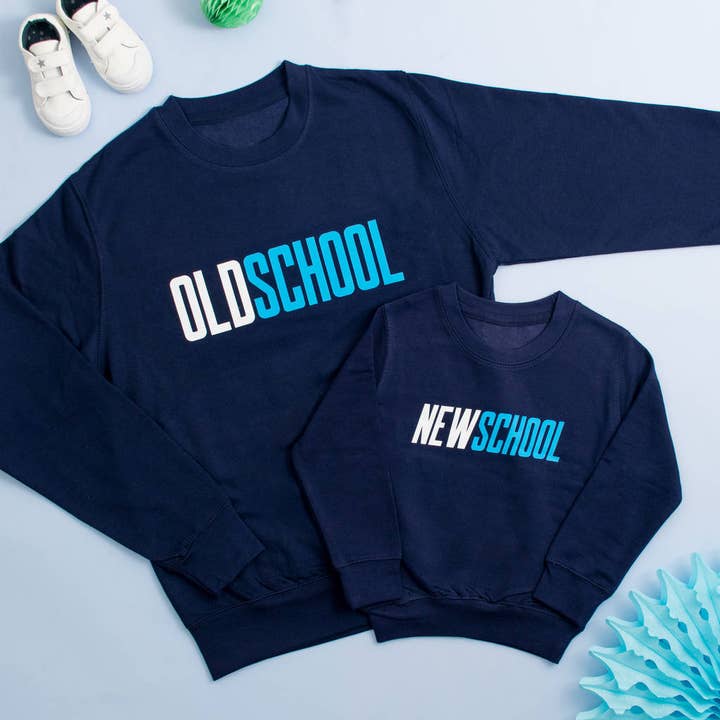 Old School New School Vater und Sohn Sweatshirts für den Großhandel von Lovetree Design
