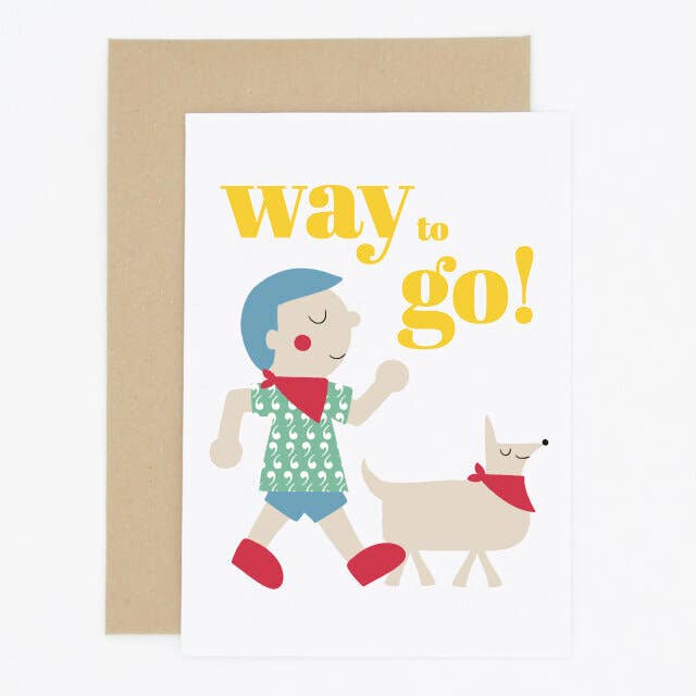 Biglietto di auguri Playtime Boy & Dog per la vendita all'ingrosso da parte di Madame Annie et Fils