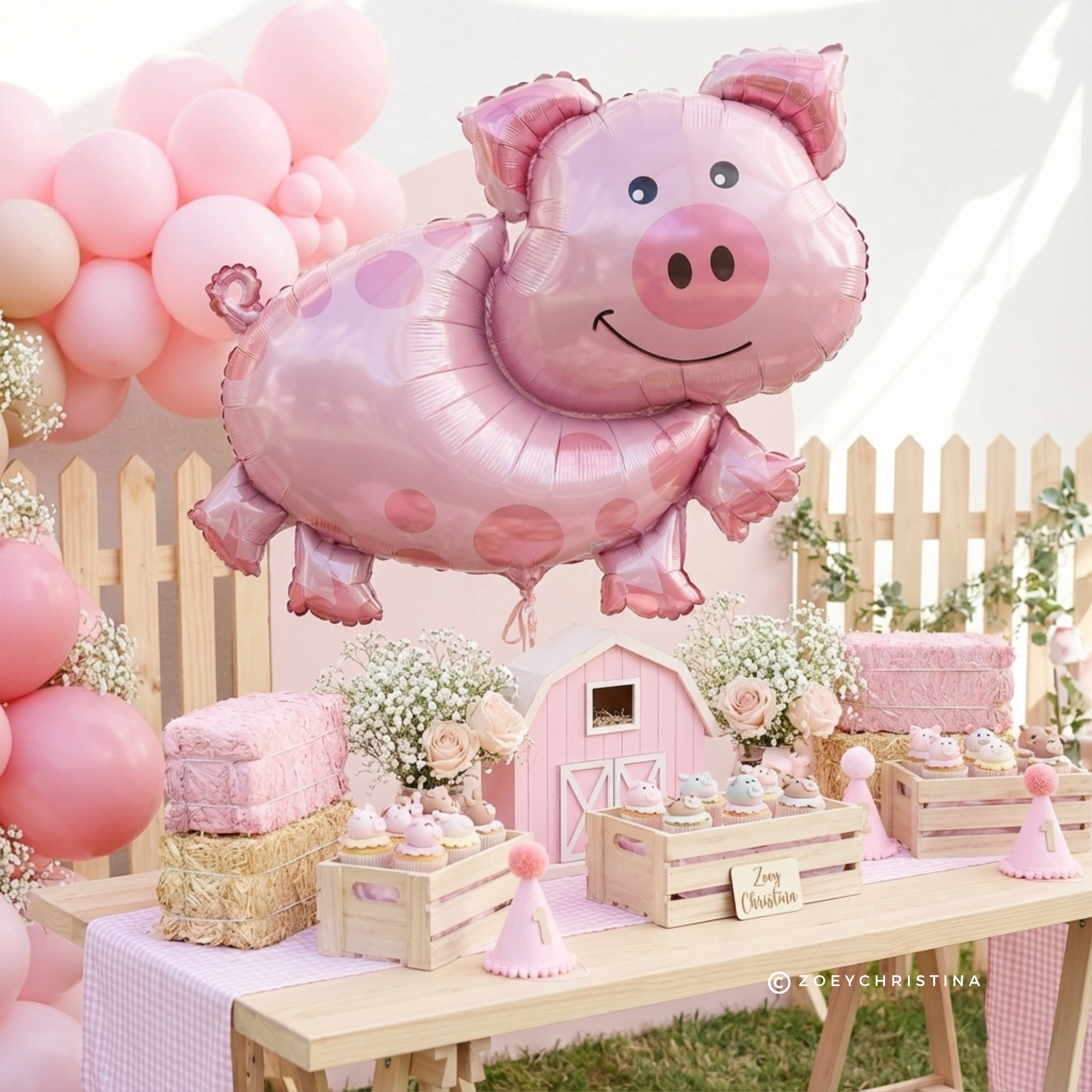 Zoey Christina - Wholesale Balloon - Pink Pig Foil Balloon – Farm Animal Birthday & Barnyard5