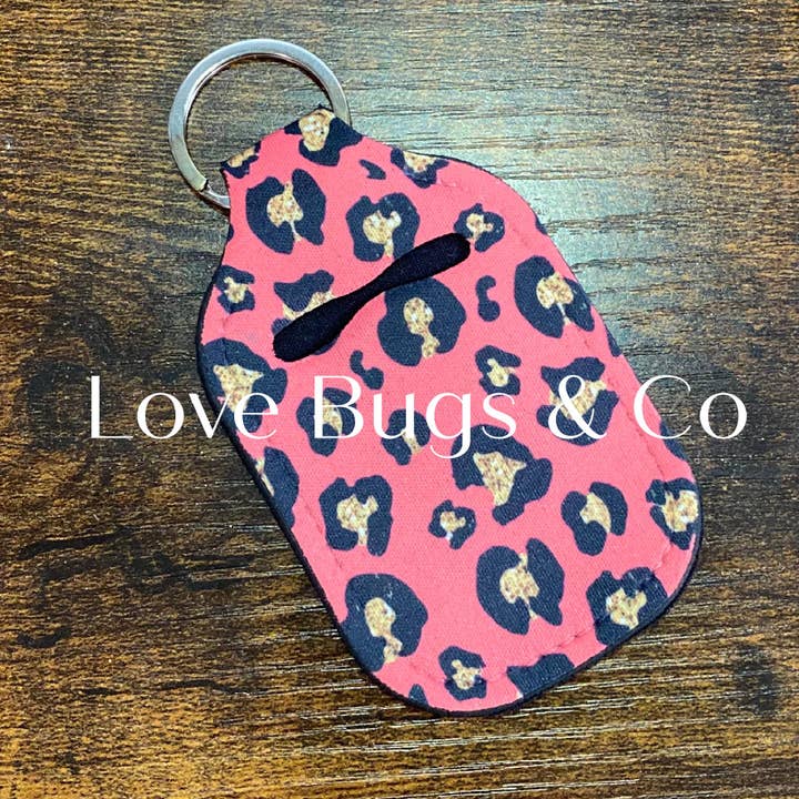 3 Pink Leopard Hand Sanitizer Keychains for wholesale by LB & Co Wholesale
