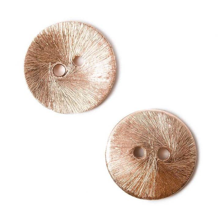16mm Rose Gold Button Brushed Disc 10 pieces for wholesale by Beads of Cambay