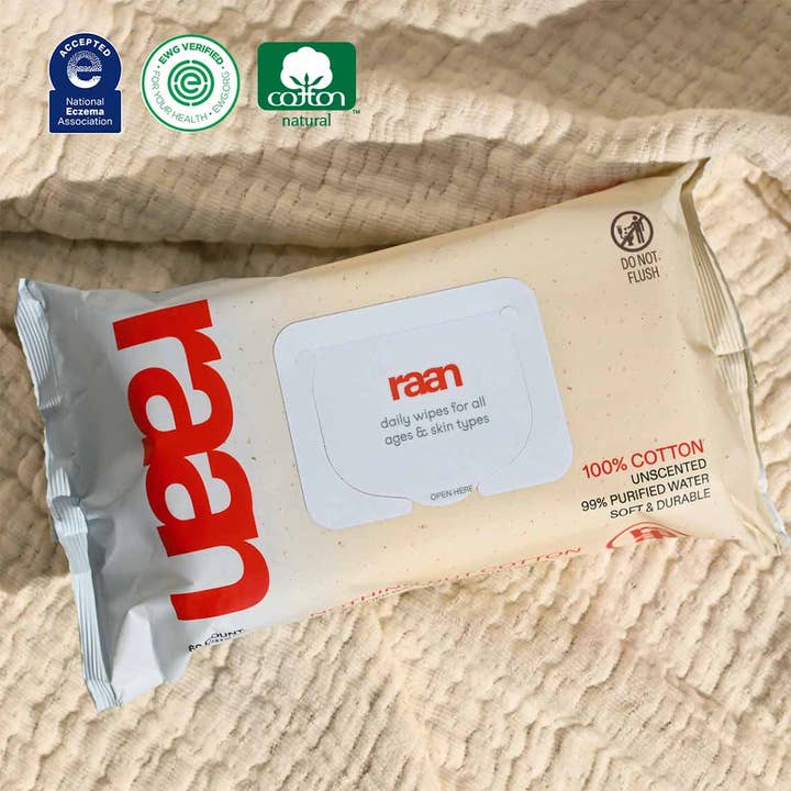 Raan inc - Wholesale Face & Body Wipes - 100% COTTON WATER WIPES, UNBLEACHED