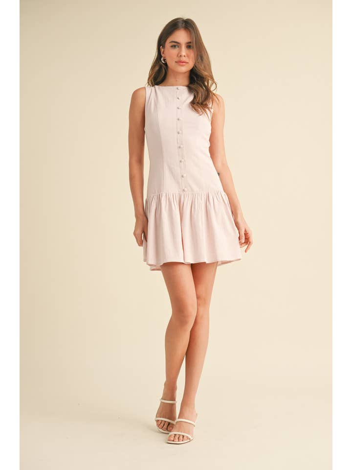 Klesis - Wholesale Dress - Women's - ID9089 STRETCHY LINEN SLEEVELESS DROP WAIST MINI DRESS 15