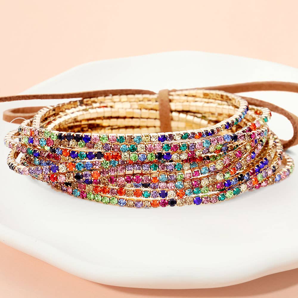 Sensibling Corp. - Wholesale Jewelry Set - 12PCS - Ribbon Pearl Rhinestone Layered Stretch Bracelets6