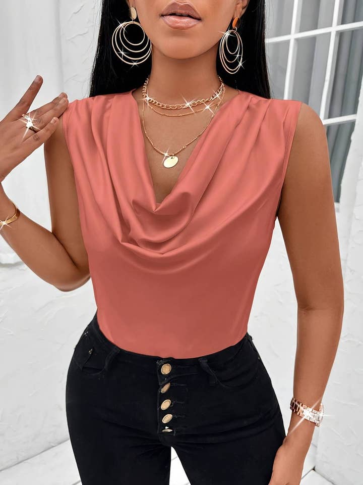 Lily Clothing - Wholesale Blouse - Women's - Sexy swing neck tank top sleeveless satin Top3