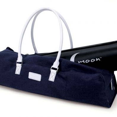 Metro Natural Linen Yoga Bag (Navy/White) for wholesale by Crescent Moon Yoga