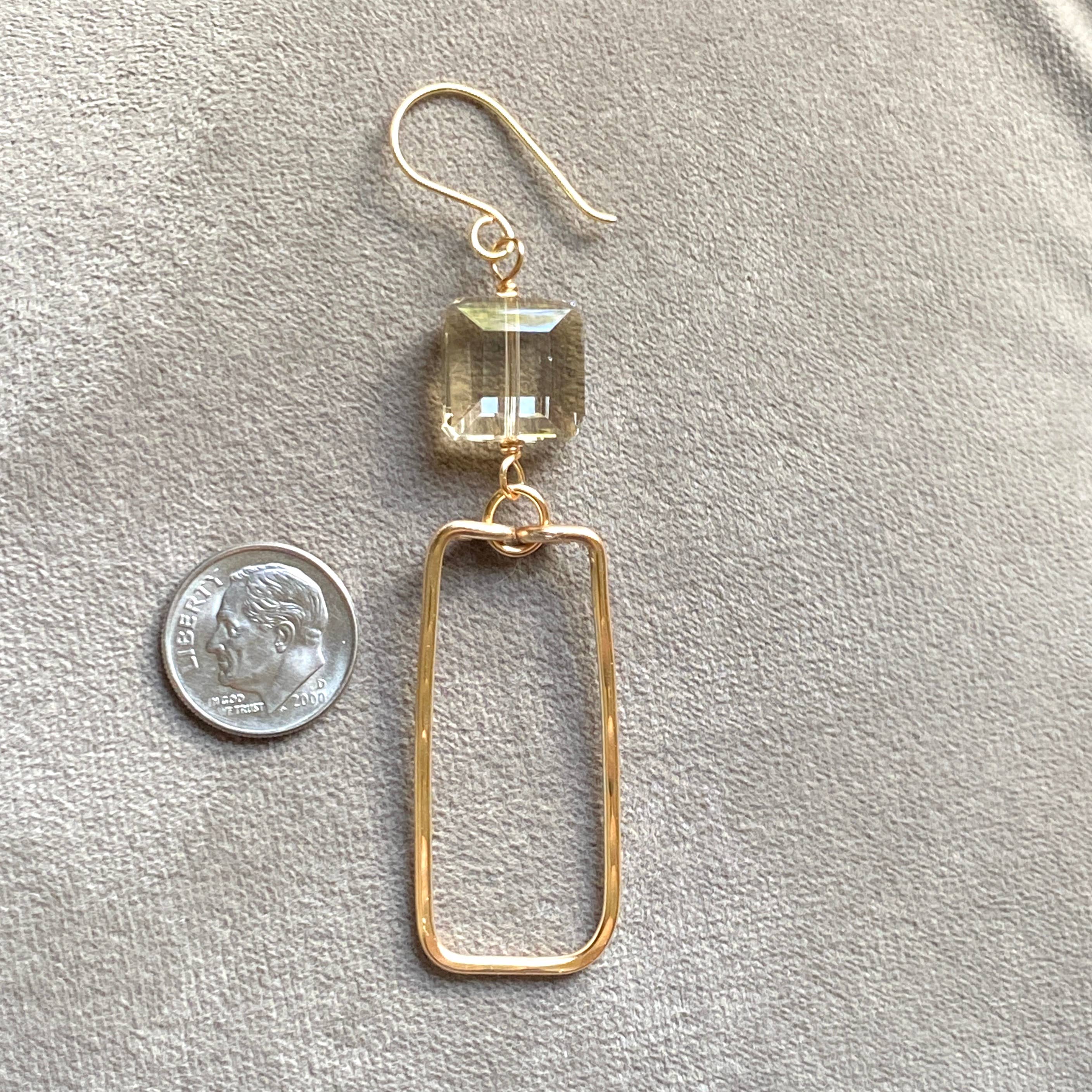 Marble Designs Jewelry - Wholesale Dangle Earrings - Gold Hammered Rectangle and Square Crystal Earrings4