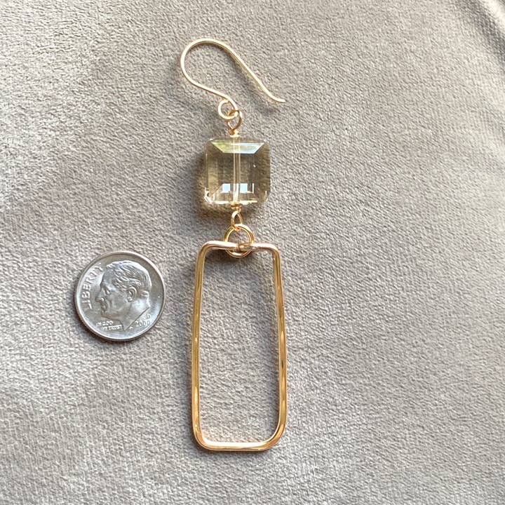 Marble Designs Jewelry - Wholesale Dangle Earrings - Gold Hammered Rectangle and Square Crystal Earrings4