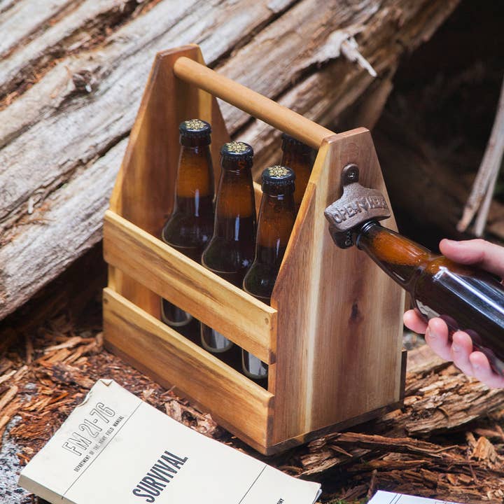 Wood Beer Caddy for wholesale by Foster & Rye