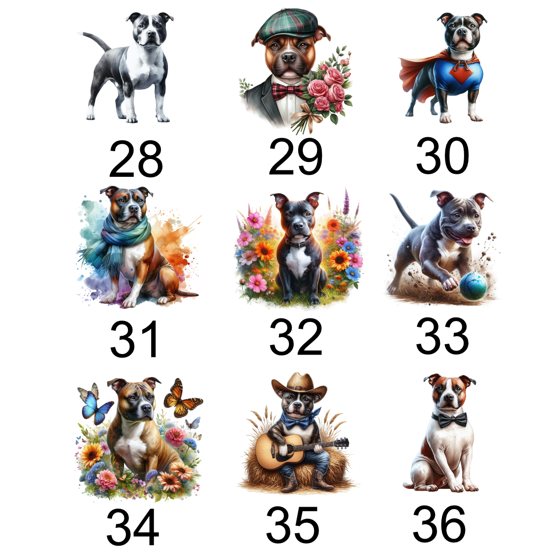 Storms Style – wholesale Throw/decorative pillow – Staffordshire Bull Terrier - Staffie Cushion - 39 designs3