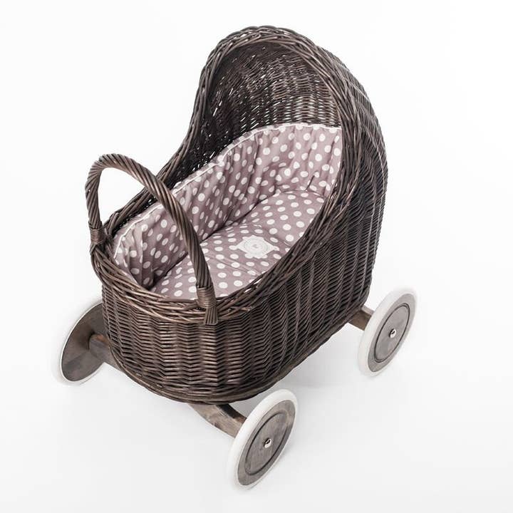 The Wicker Stories - Wholesale Doll pram – Kids - Wicker Pram With Wood Handle - Quiet Movement2