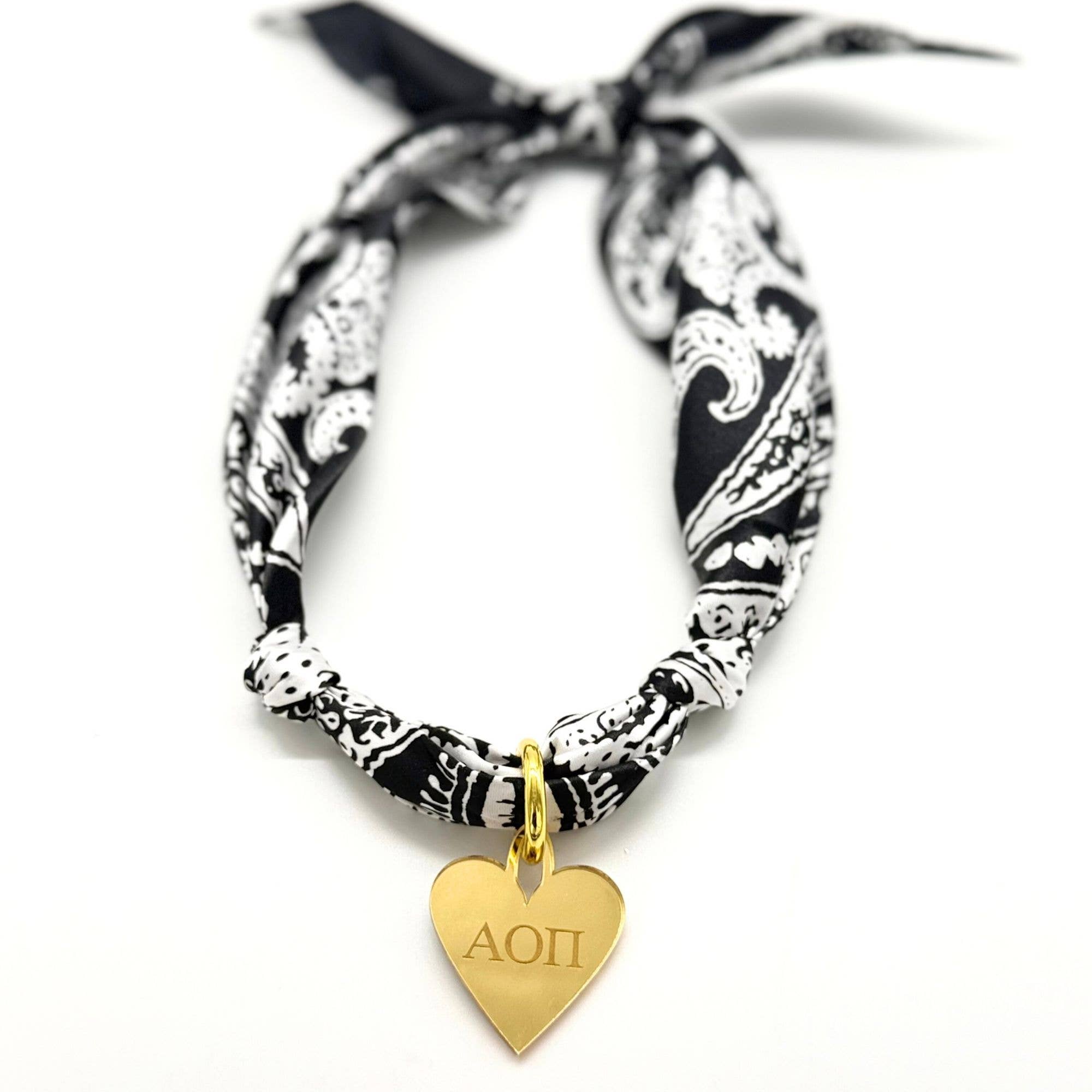 Sarahndipity Shop - Wholesale Scarf - Women's - Sorority Scarf with Engraved Greek Letter Gold Heart Charm22