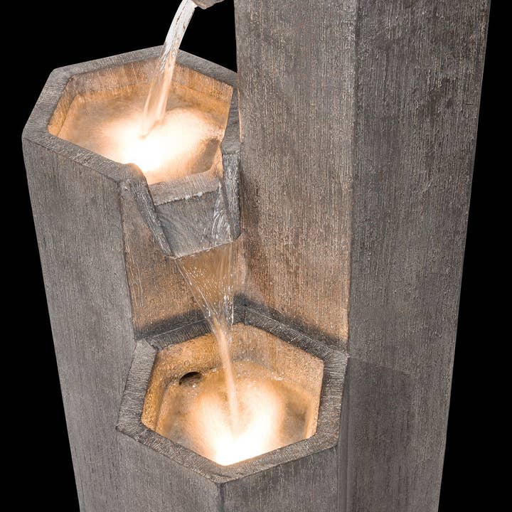 Alpine Corporation - Wholesale Outdoor Ornament/Decor - Alpine 3-Tier Hexagonal Columns Fountain with LED Lights7