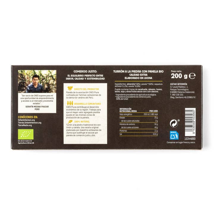 Tierra Madre - Vendita all'ingrosso Torrone - TORRONE BIOLOGICO A PIETRA CON PANELA 200 gr1