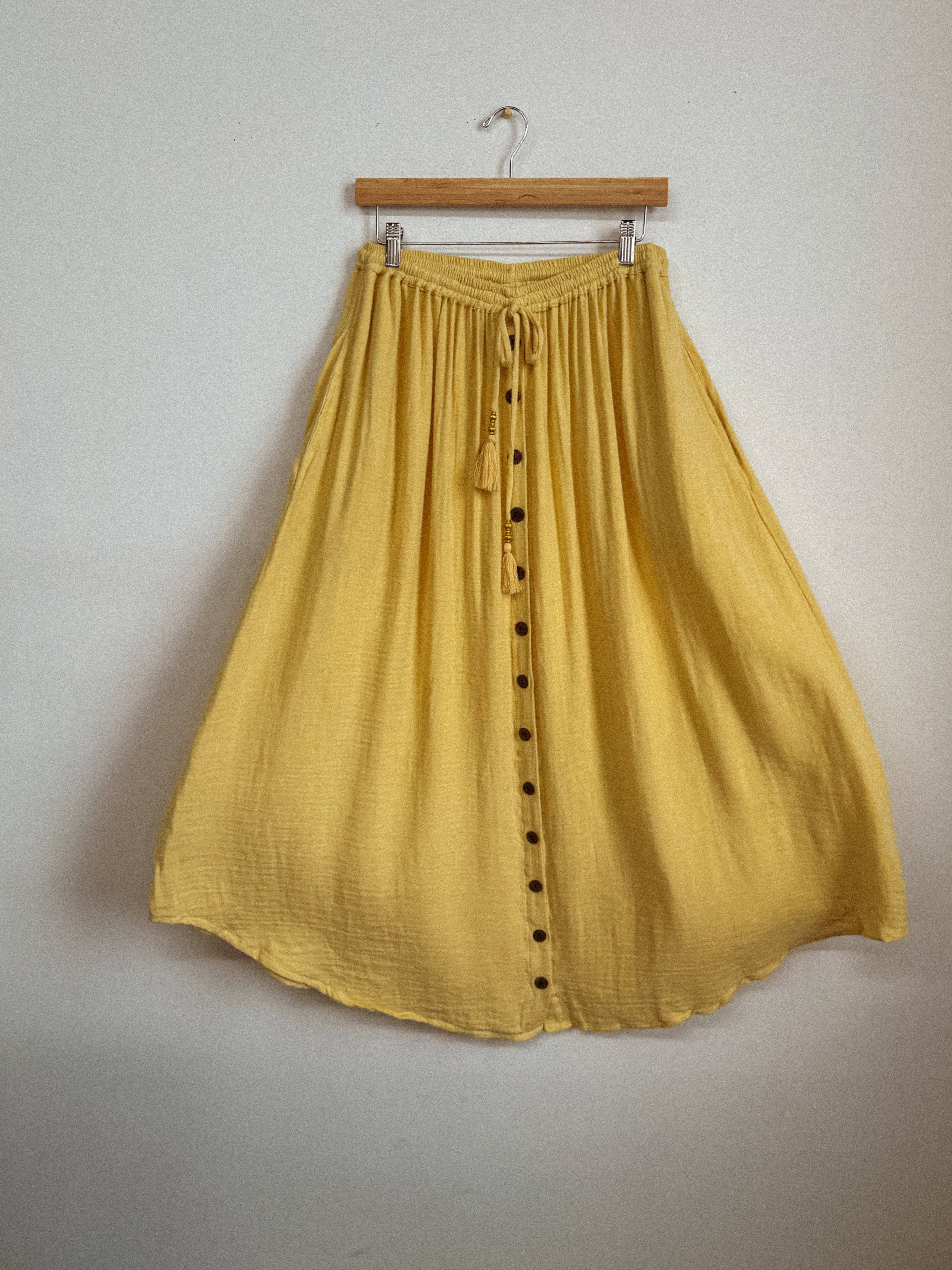 Gardenbelle Shop - Vente Jupe – femme - Jupe boutonnée en bambou et coton Beachy Boho, jupe longue bohème2