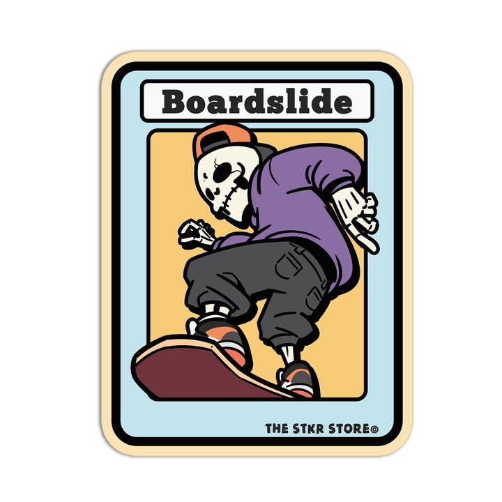 Boardslide Skateboarding Skull Sticker for wholesale by Girls Printing House