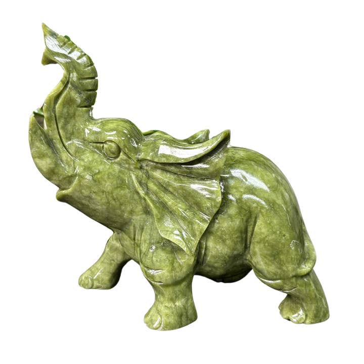 Figura de Elefante de Jade Nefrita - RAN499 para venta al por mayor de Gem Avenue Wholesale