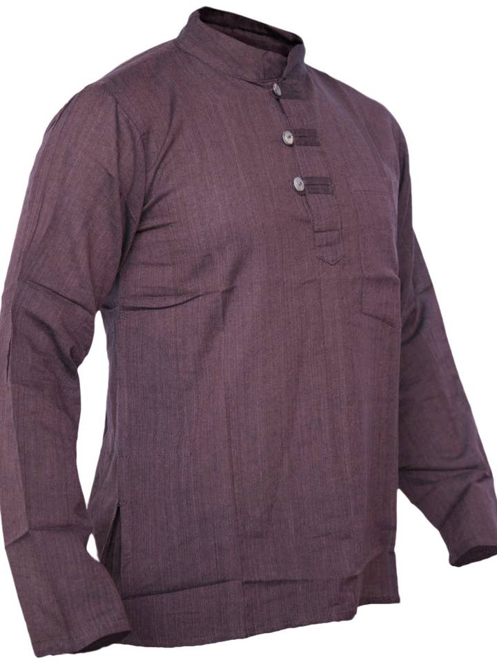 Gheri – wholesale Shirt – Unisex – Plain Cotton Lightweight Long Sleeve Grandad Shirt2