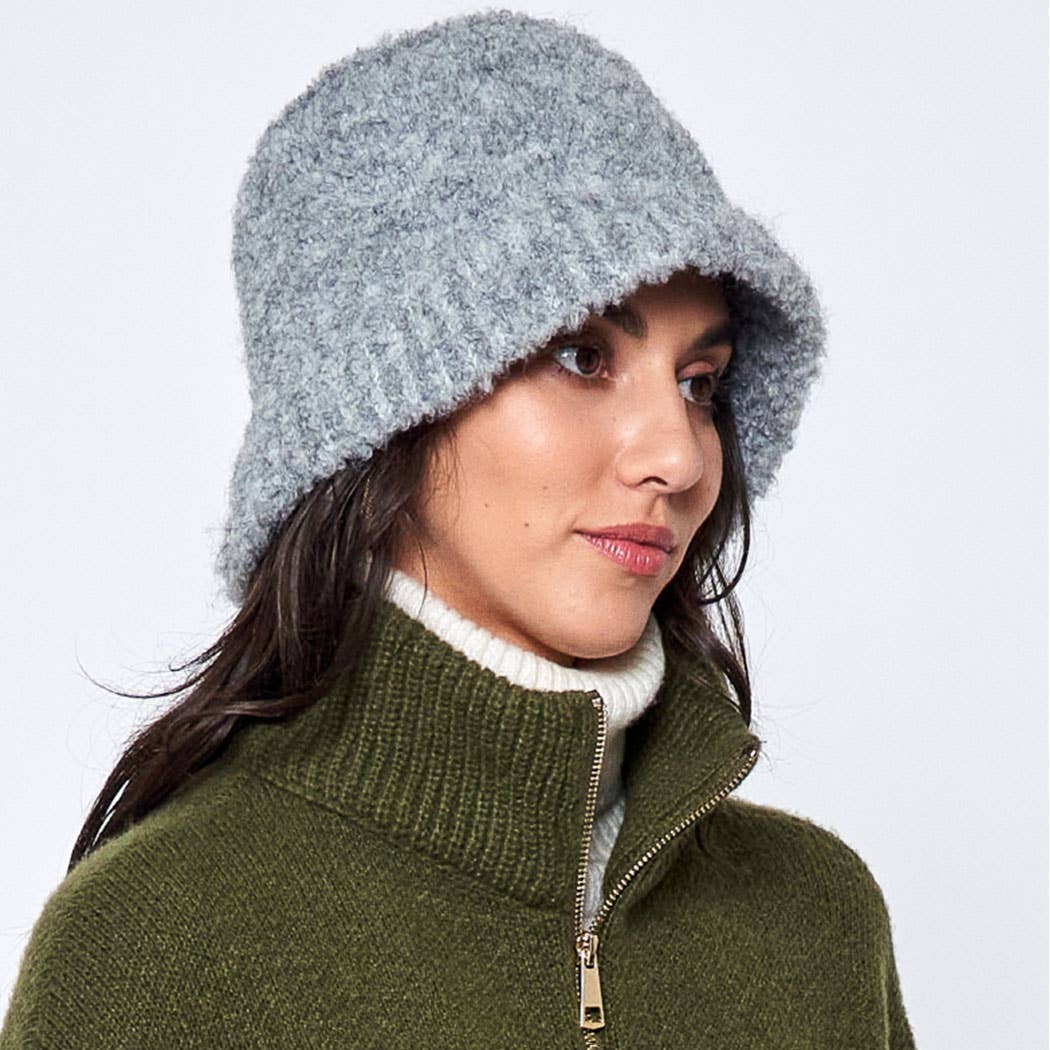 Fashion City - Wholesale Bucket Hat - Women's - Super Soft and Fuzzy Solid Bucket Hat3